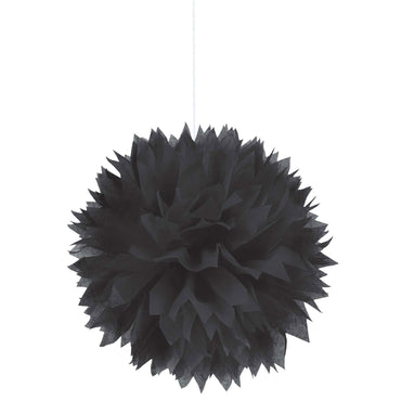 Jet Black Fluffy Tissue Decorations 3pcs Decorations - Party Centre - Party Centre