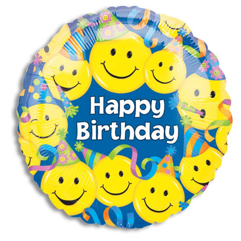 Happy Birthday Smiles Foil Balloon 9in Balloons & Streamers - Party Centre