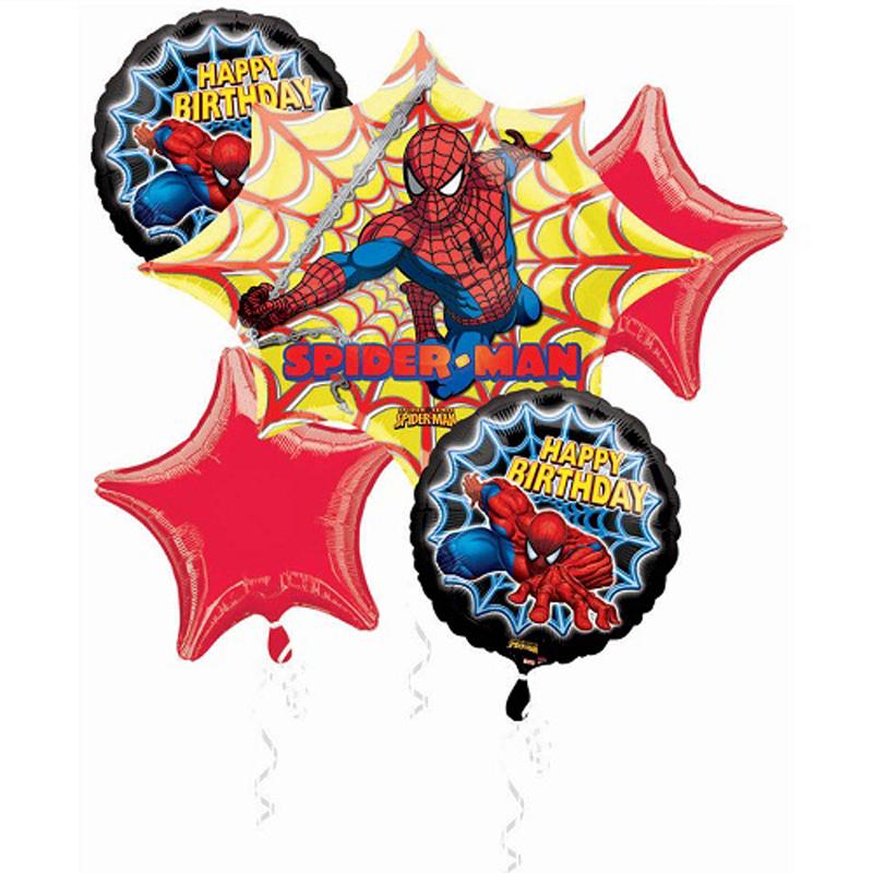 Spider-Man Birthday Balloon Bouquet 5pcs Balloons & Streamers - Party Centre - Party Centre