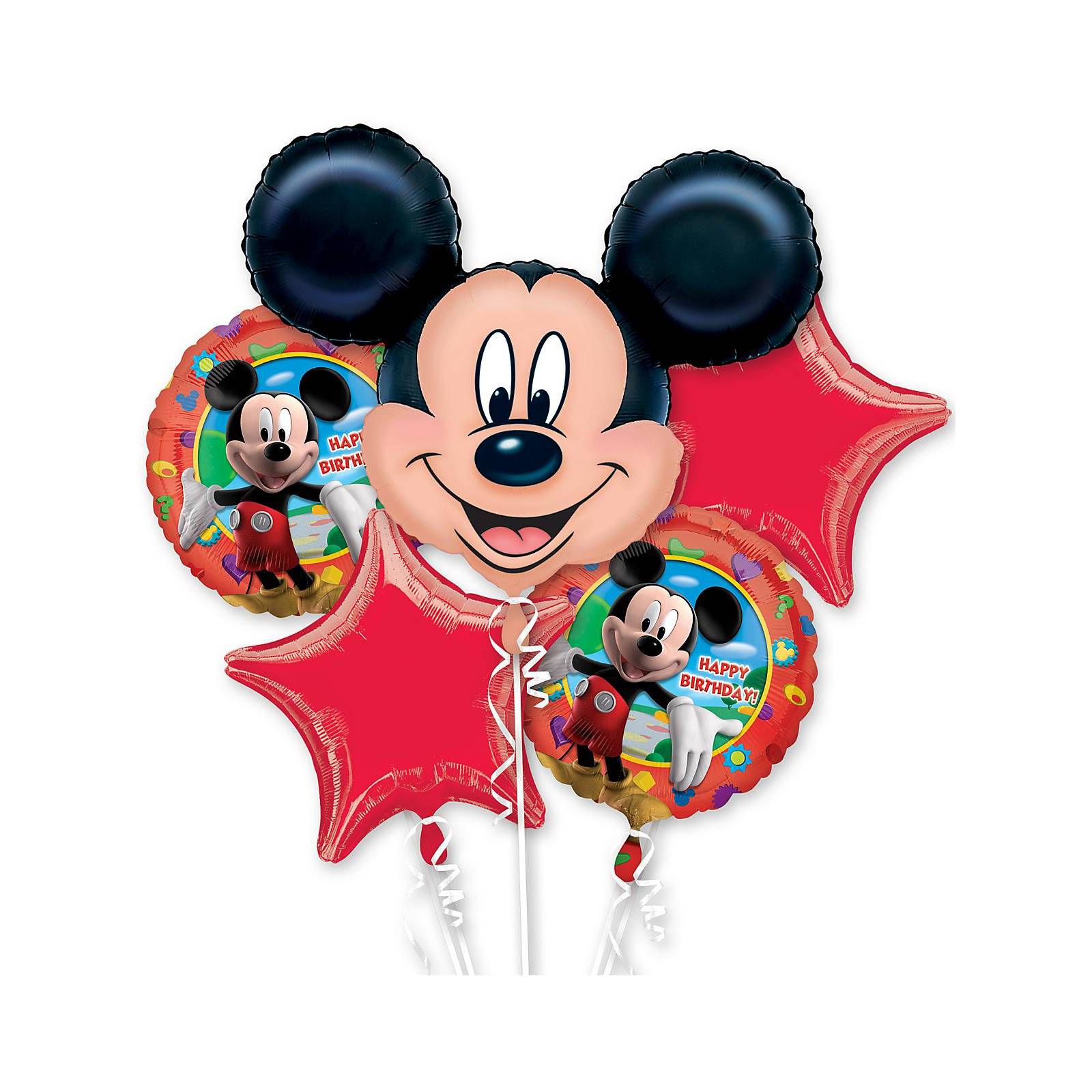 Mickey Mouse Birthday Balloon Bouquet 5ct Balloons & Streamers - Party Centre - Party Centre