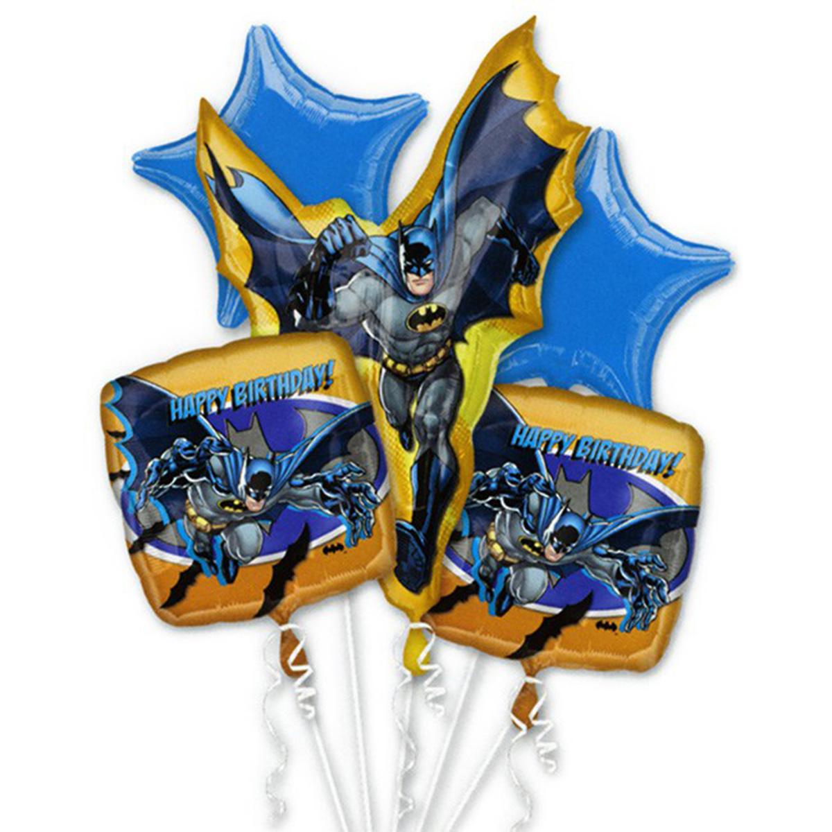 Batman Birthday Bouquet 5ct Balloons & Streamers - Party Centre - Party Centre