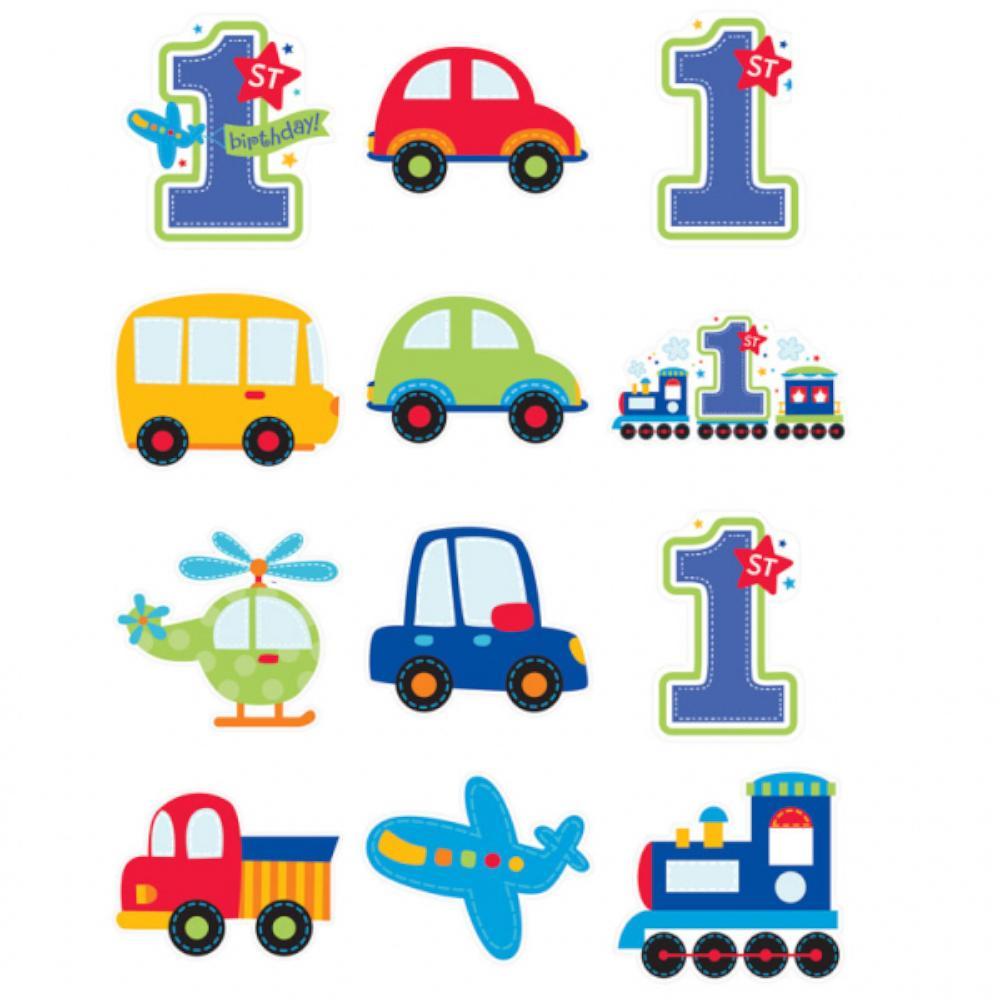 All Aboard Birthday Cutouts 12pcs Decorations - Party Centre - Party Centre