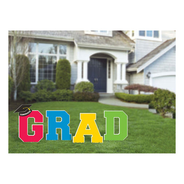 Graduation Multicolor Yard Stakes 4pcs Decorations - Party Centre - Party Centre