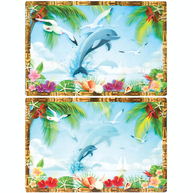 Luau Tropical View Lenticular Cutout Decorations - Party Centre