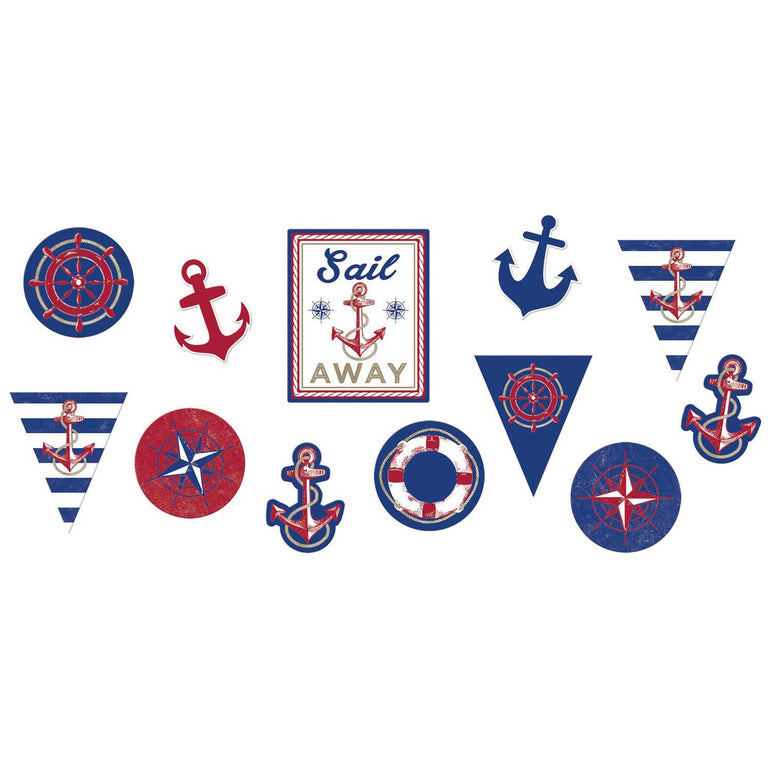 Anchors Aweigh Cutouts 12pcs Decorations - Party Centre