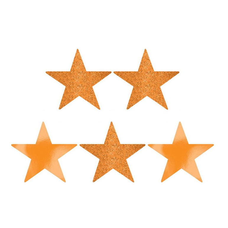 Orange Peel Star Glitter and Foil Cutout 5in 5pcs Decorations - Party Centre
