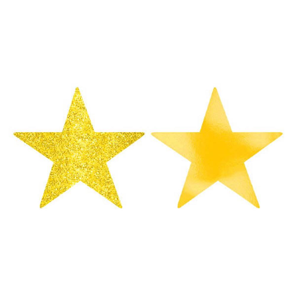 Yellow Sunshine Star Glitter and Foil Cutout 5in 5pcs Decorations - Party Centre - Party Centre