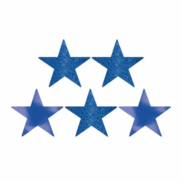 Bright Royal Blue Star Glitter and Foil Cutout 5in 5pcs Decorations - Party Centre - Party Centre