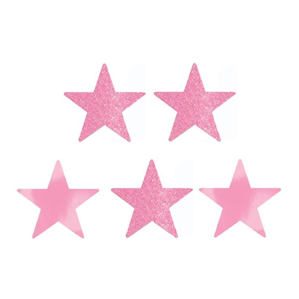 New Pink Star Glitter and Foil Cutout 5in 5pcs Decorations - Party Centre - Party Centre