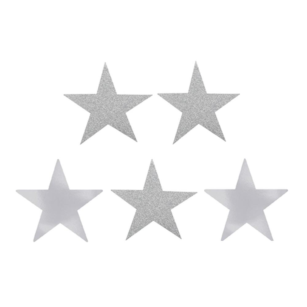 Silver Star Glitter and Foil Cutout 5in 5pcs Decorations - Party Centre - Party Centre