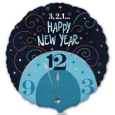 3,2,1 New Year Midnight Clock 18in Foil Balloon Balloons & Streamers - Party Centre - Party Centre