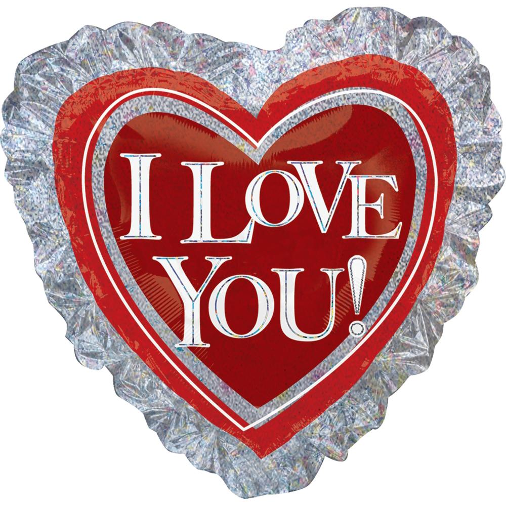 Love You Heart Ruffle Foil Balloon 28in Balloons & Streamers - Party Centre - Party Centre