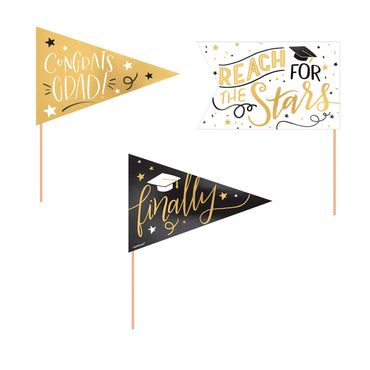 Grad Pennants Foil With Plastic Picks 6pcs Decorations - Party Centre - Party Centre