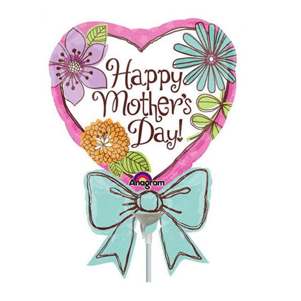 Mother's Day Heart and Bow Mini Shape Foil Balloon Balloons & Streamers - Party Centre - Party Centre