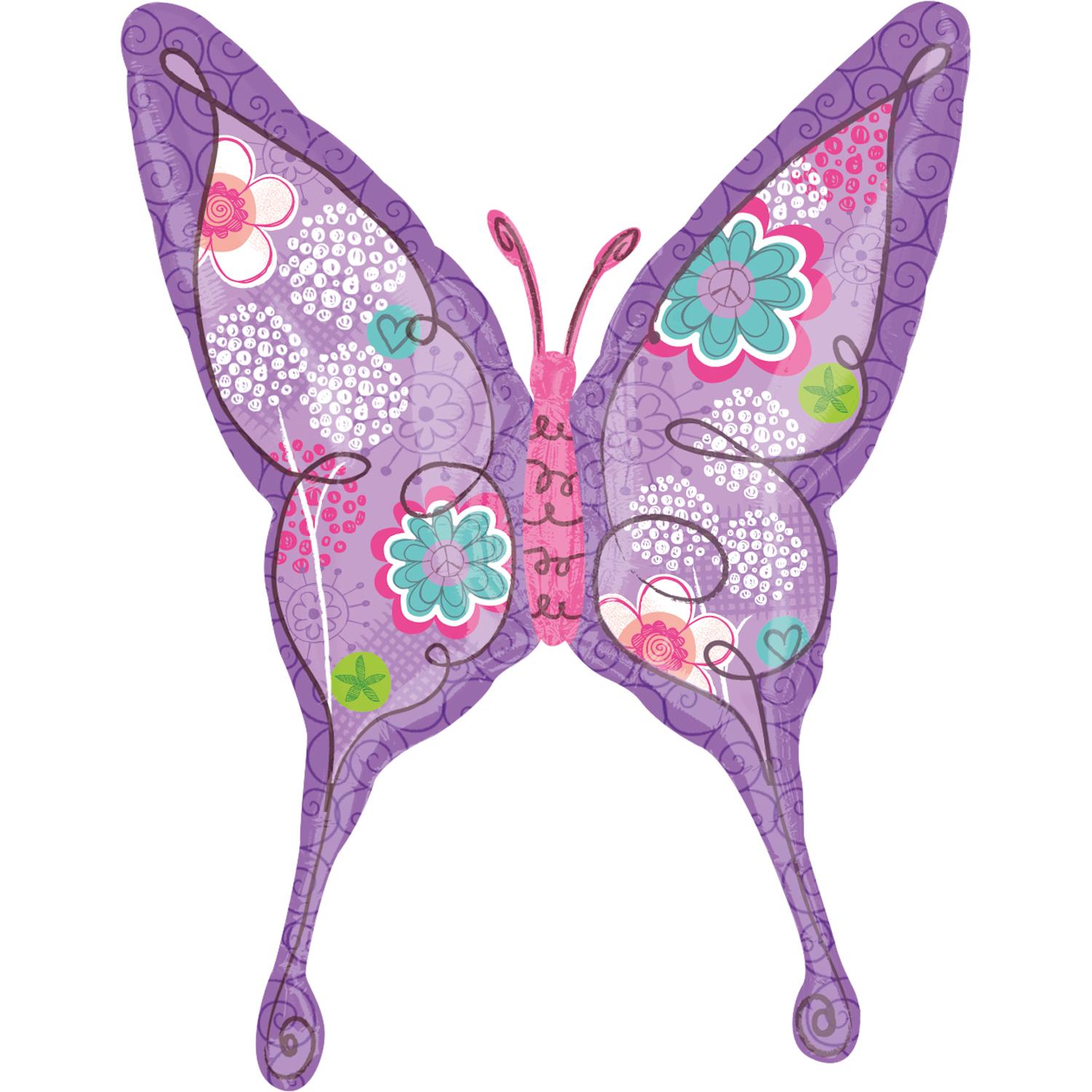 Purple Swallowtail Butterfly Foil Balloon 28 x 37in Balloons & Streamers - Party Centre - Party Centre