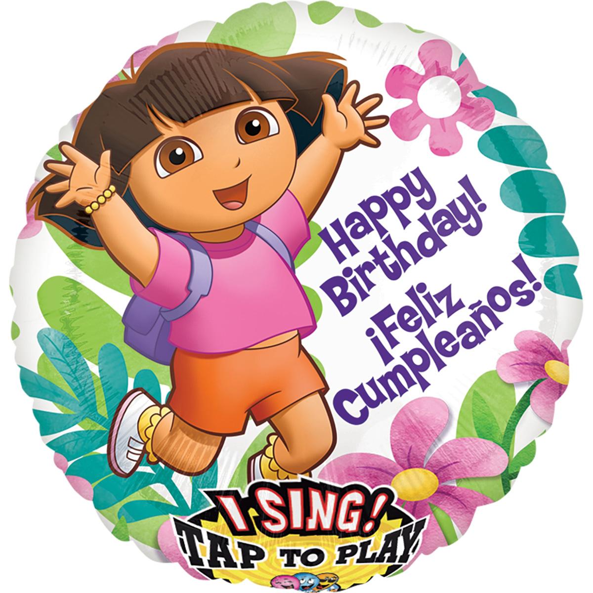 Dora Birthday Singing Balloon 28in Balloons & Streamers - Party Centre - Party Centre