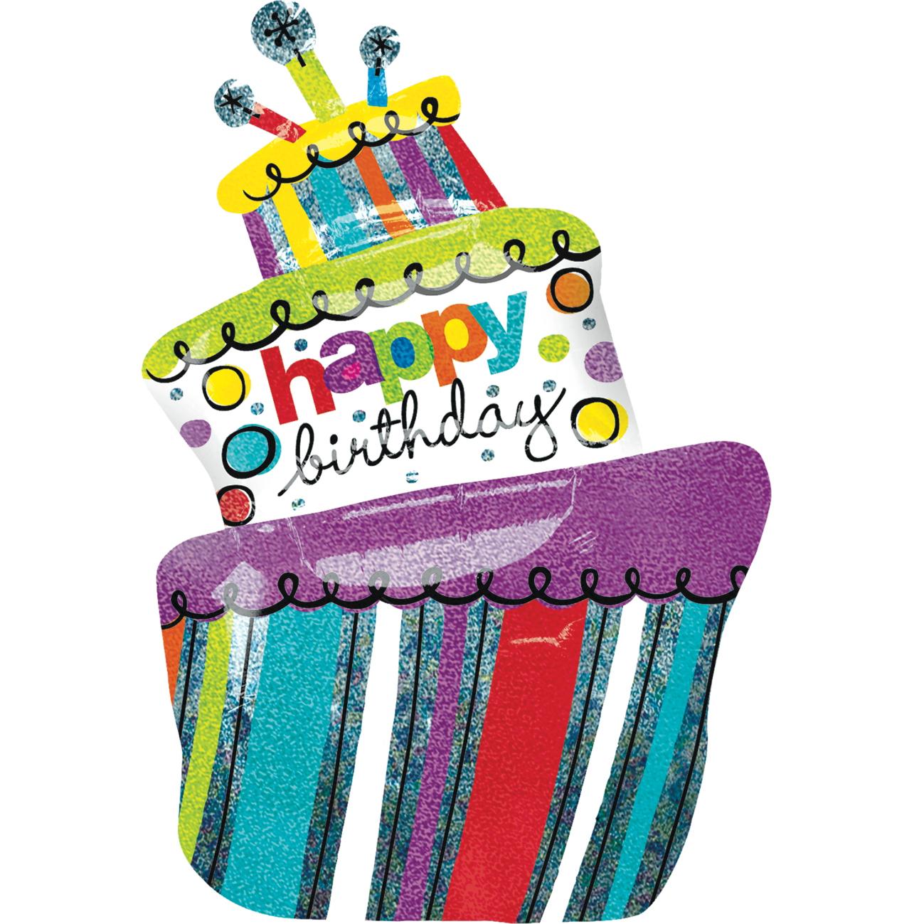 Funky Birthday Cake Foil Balloon 24 x 37in Balloons & Streamers - Party Centre - Party Centre