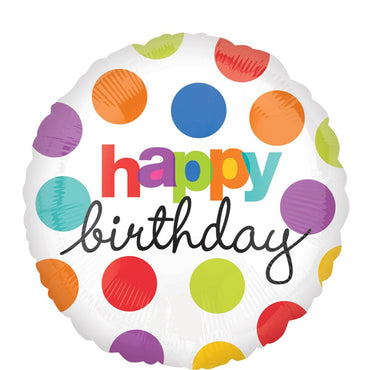Polka Dot Birthday Foil Balloon 18in Balloons & Streamers - Party Centre - Party Centre