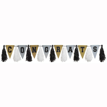 Graduation Tassel Garland - Black/Silver/Gold Decorations - Party Centre - Party Centre