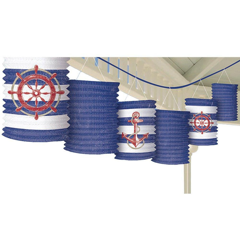 Anchors Aweigh Paper Lantern Garland 12ft Decorations - Party Centre