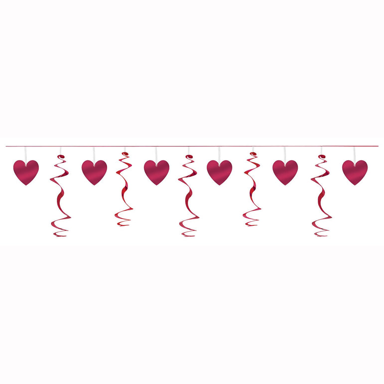 Heart Foil Swirl Garland 12in Decorations - Party Centre