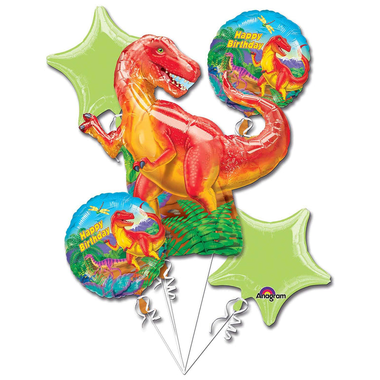 Dinosaur Party Bouquet 5pcs Balloons & Streamers - Party Centre