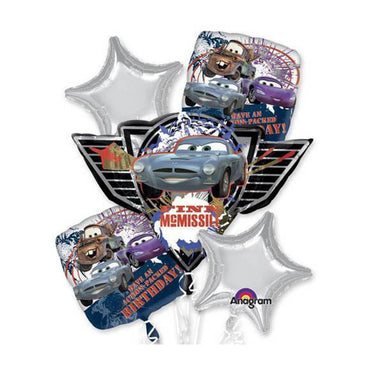 Cars Happy Birthday Balloon Bouquet 5pcs Balloons & Streamers - Party Centre - Party Centre