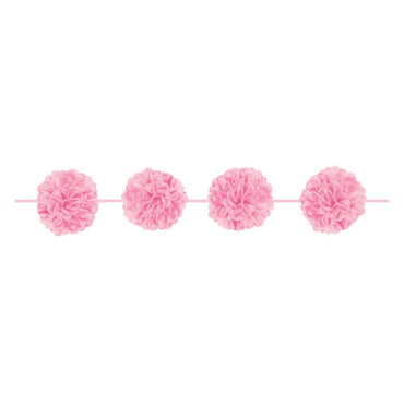 New Pink Fluffy Paper Garland 12ft Decorations - Party Centre - Party Centre