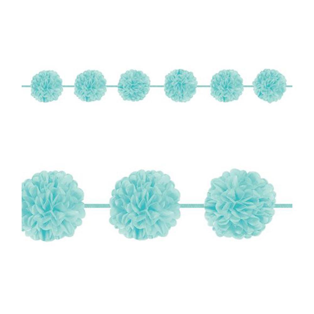 Robin's Egg Blue Fluffy Paper Garland 12ft Decorations - Party Centre - Party Centre