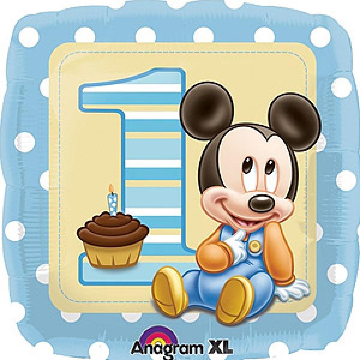 Mickey First Birthday Boy Square Foil Balloon 18in Balloons & Streamers - Party Centre - Party Centre