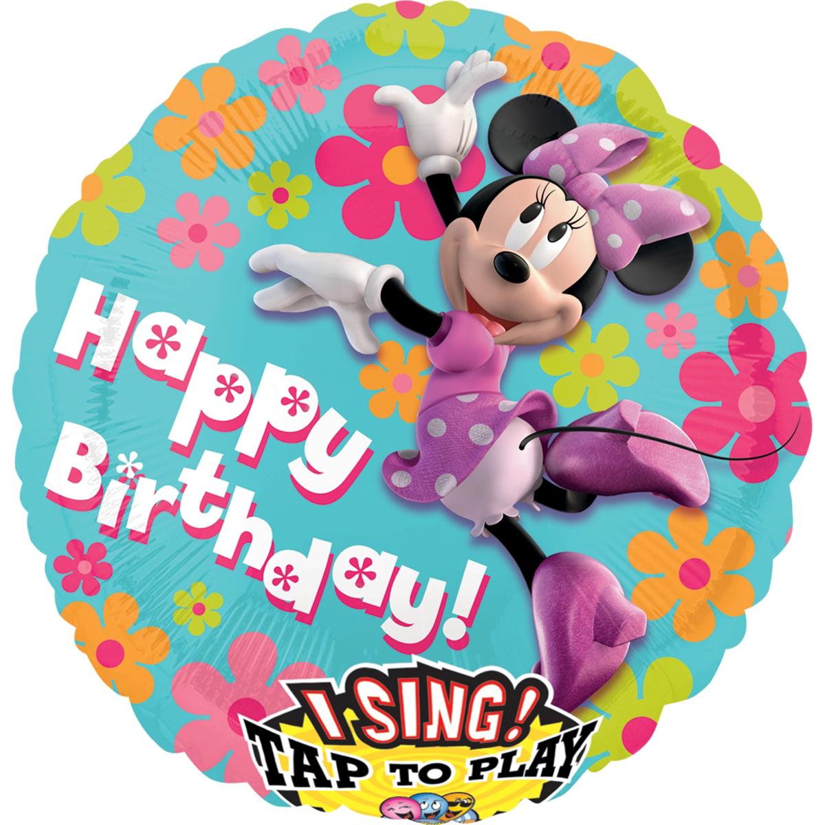 Minnie Mouse Happy Birthday Singing Balloon 28in Balloons & Streamers - Party Centre - Party Centre