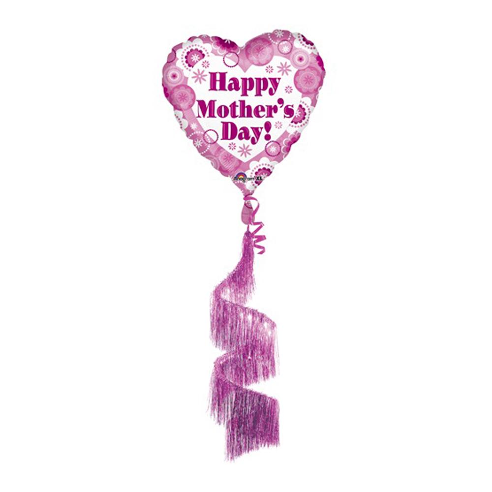 Mother's Day Pink Flowers Coil Tail Balloon 32in Balloons & Streamers - Party Centre - Party Centre