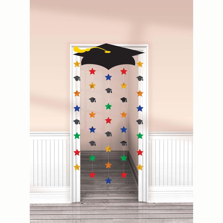 Grad Cap Cardboard and Foil Door Decor 66in x 39in Decorations - Party Centre