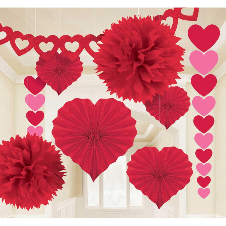 Valentine Paper Decorating Kit 9pcs Decorations - Party Centre
