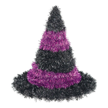 3d Black And Purple Witch Hat Tinsel Decoration Decorations - Party Centre - Party Centre