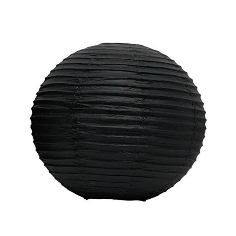 Jet Black Round Paper Lanterns 9.50in 3pcs Decorations - Party Centre