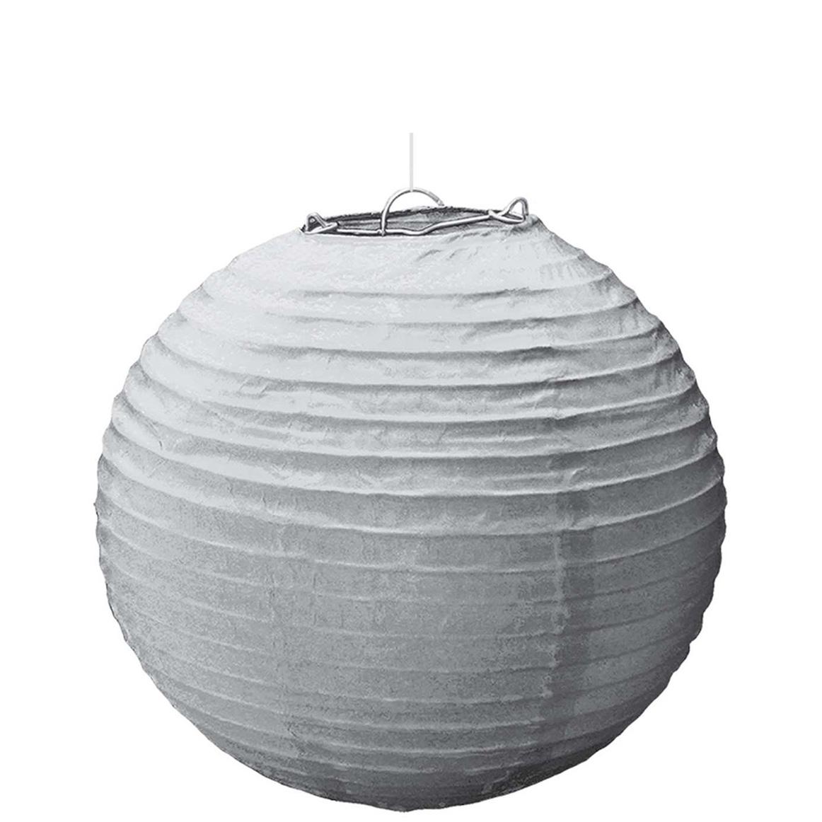 Silver Round Paper Lantern 9.5in 3pcs Decorations - Party Centre - Party Centre