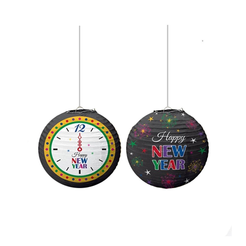 Happy New Year Mega Value Clock Lantern Decorations - Party Centre - Party Centre