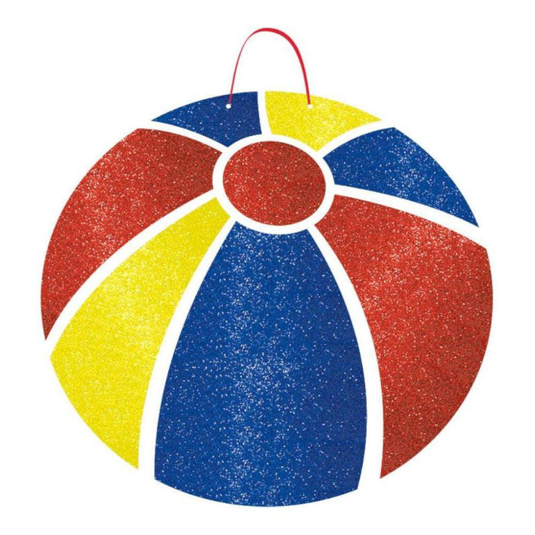 Beach Ball Glitter Sign 11.50in Decorations - Party Centre