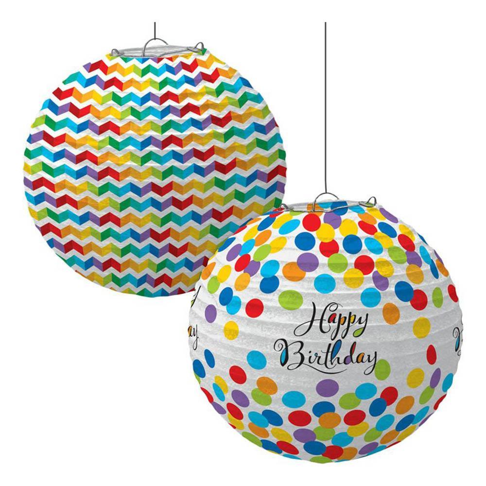 Bright Birthday Paper Lanterns 3pcs Decorations - Party Centre - Party Centre