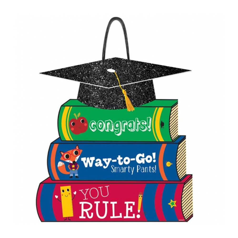 Graduate Stack Of Books Glitter Sign Decorations - Party Centre - Party Centre