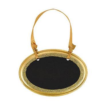 Gold Oval Mini Glitter Chalkboard Sign 2.75in x 4in Decorations - Party Centre - Party Centre