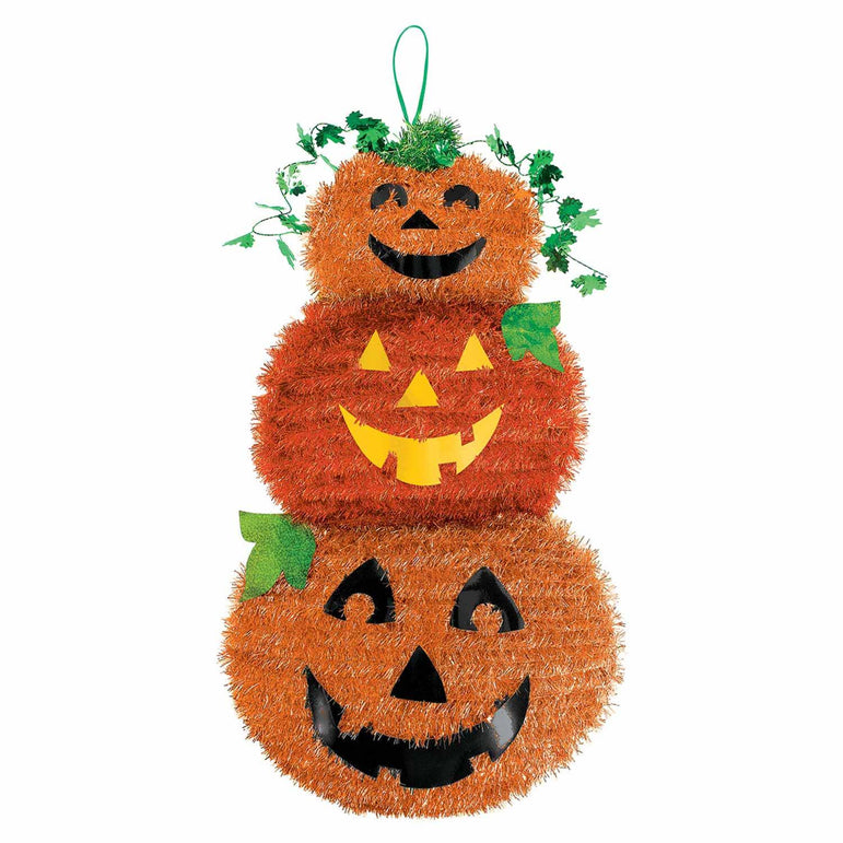 Halloween Deluxe Jack-O-Lantern Tinsel Stack Decorations - Party Centre