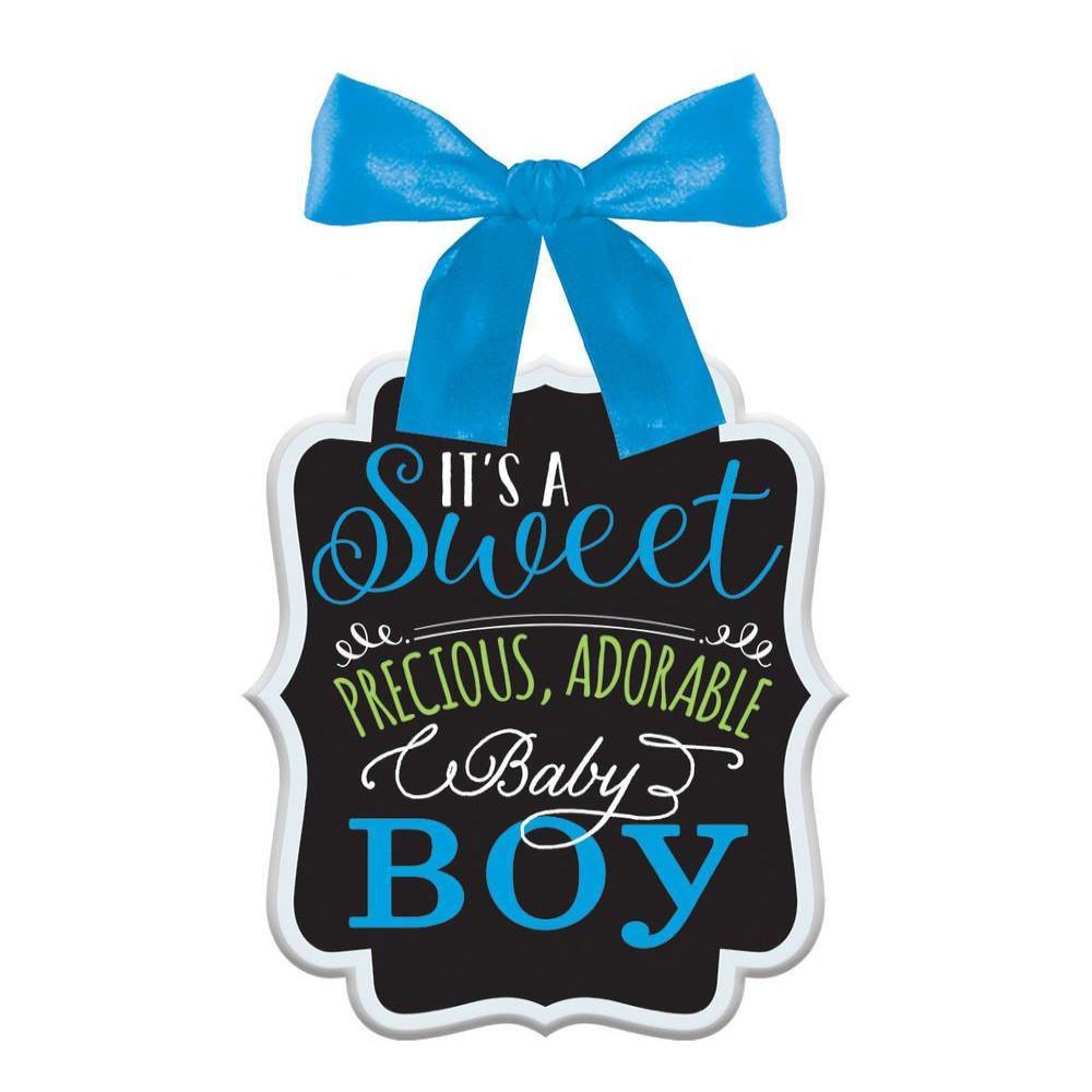 Baby Shower Boy Sign - Ribbon Bow Hanger Decorations - Party Centre - Party Centre
