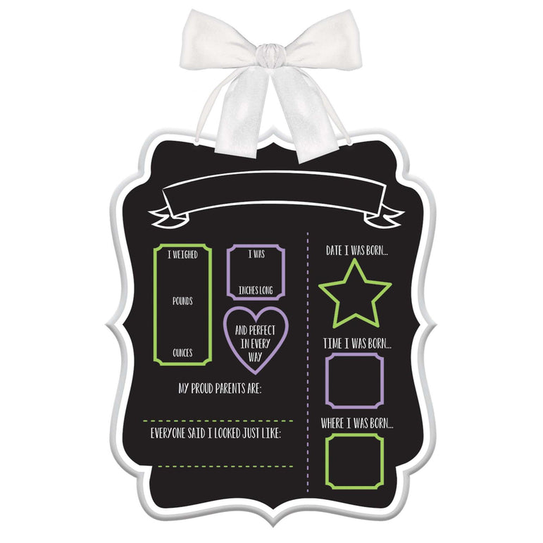 لافتة معلّمات المولود بفيونكة معلقة لحفلات استقبال المولود الجديد