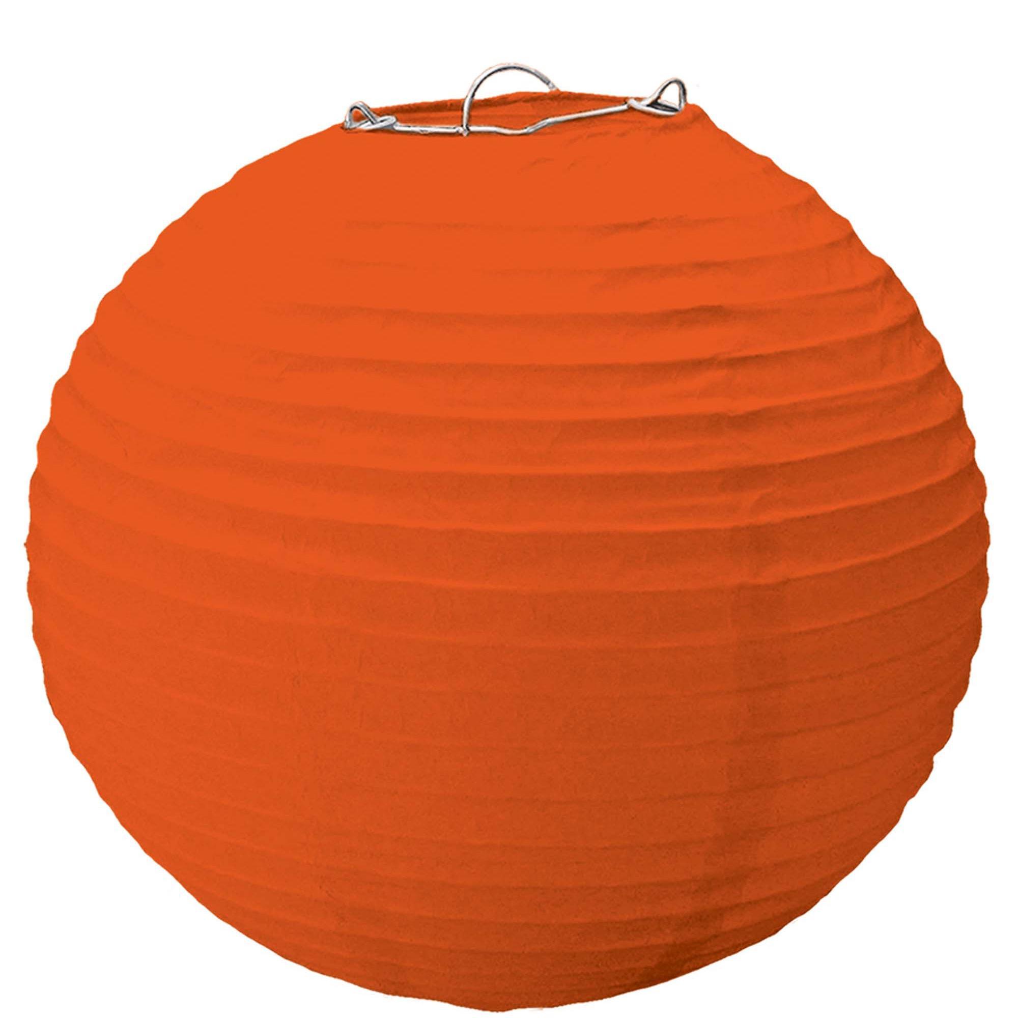 Orange Peel Paper Lantern With Metal Frame 15.50in Decorations - Party Centre - Party Centre