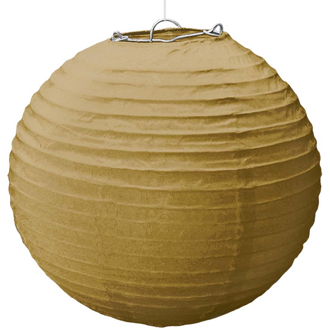 Gold Paper Lantern With Metal Frame 15.50in Decorations - Party Centre - Party Centre