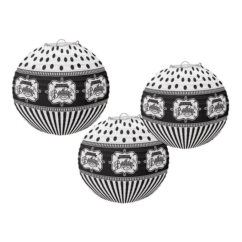 Chalkboard Birthday Paper Lanterns 3pcs Decorations - Party Centre