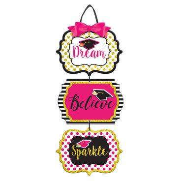 Gold Confetti Grad Sparkle Glitter Sign Decorations - Party Centre - Party Centre