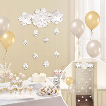 White Flower Doorway Curtain Decorations - Party Centre - Party Centre